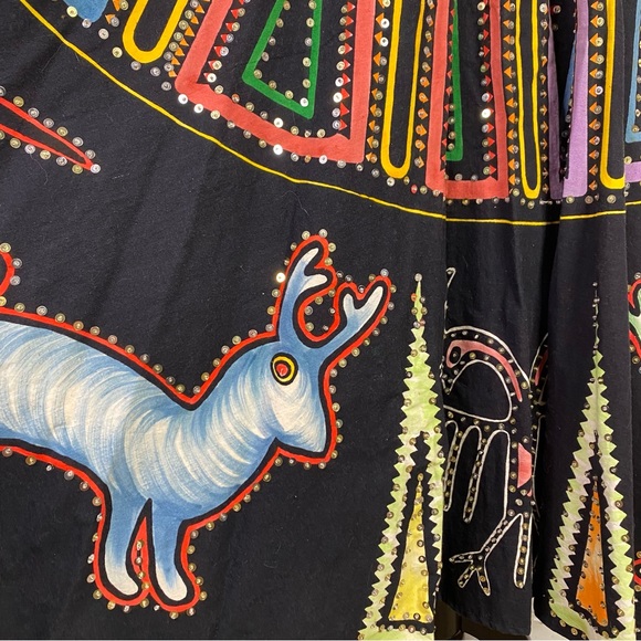 Vintage Me Jane Sequined Cotton Native American Folk Art Circle Skirt - Picture 4 of 14